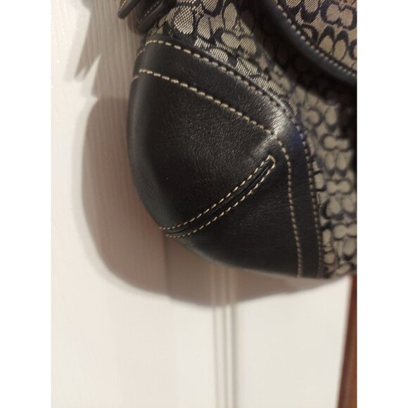 Coach Vintage Soho Black & Grey Signature C & Black Leather Shoulder Bag 6818 - Picture 5 of 16